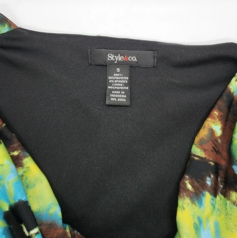 Style & Co. Waterfall Draped Sleeveless Blouson Cocktail Dress - Picture 3 of 4